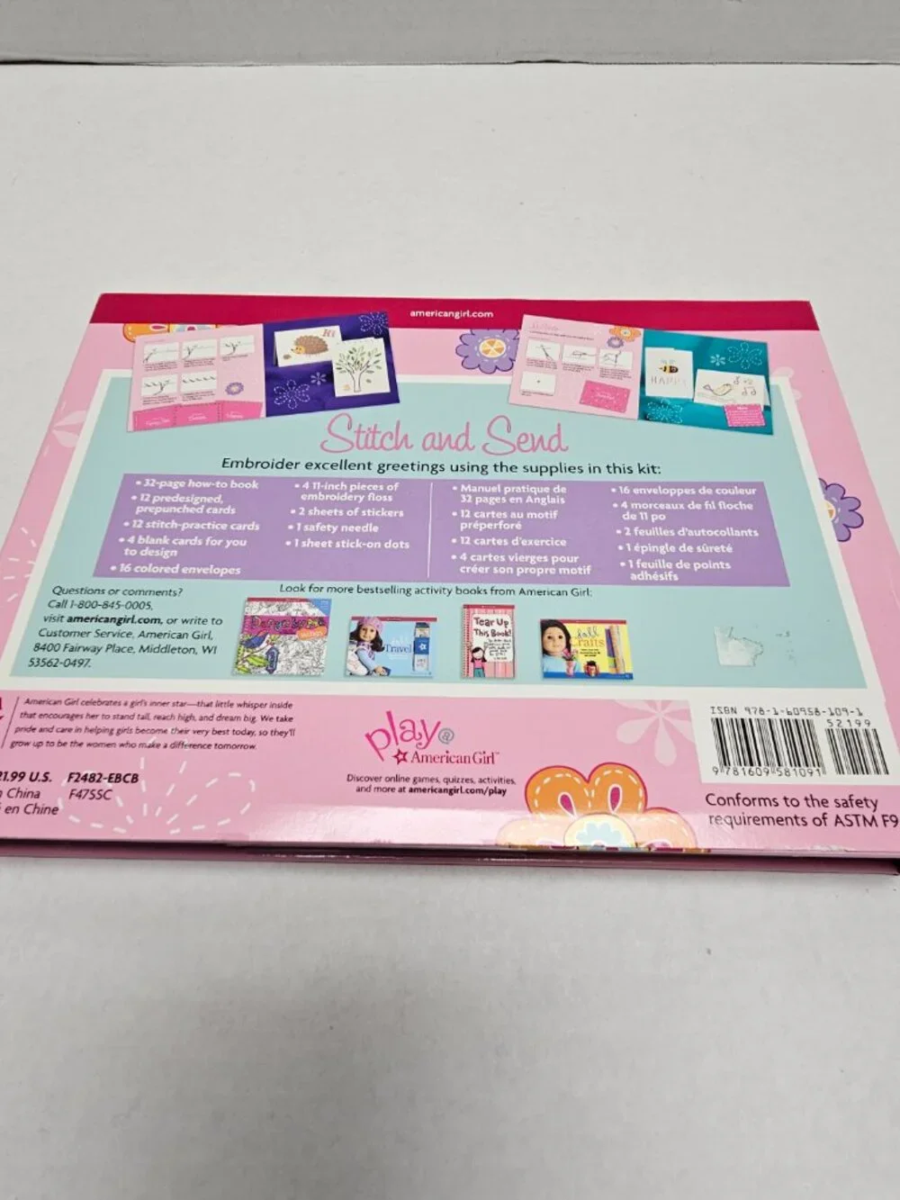 New American Girl Doll Activity Book Art Kit Create Stitch Send Card Embroidery